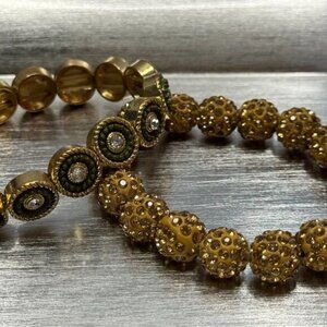 | Vintage Bracelet Set | Sparkle Beaded & Satin Gol ✨Blanche’s Golden Hour Stack